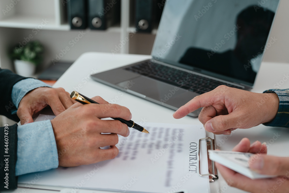 A real estate agent is talking with a client about buying a home or getting home insurance. Real estate agent buys, sells a house, agrees to buy a house. A real estate agent is talking with a client about buying a home or getting home insurance. Real estate agent buys, sells a house, agrees to buy a house.