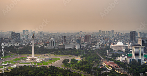 Jakarta skyline at dusk, Indonesia