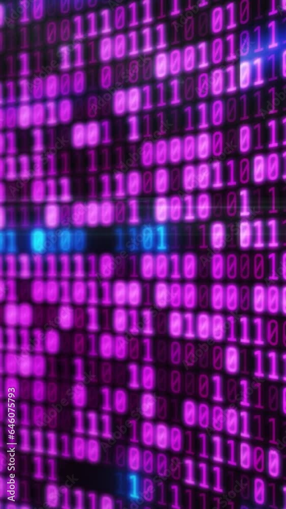Moving curved array of binary code.