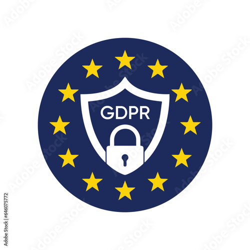 GDPR Security shield logo. GDPR sign, GDPR Symbol Vector logo, compliant, data security 