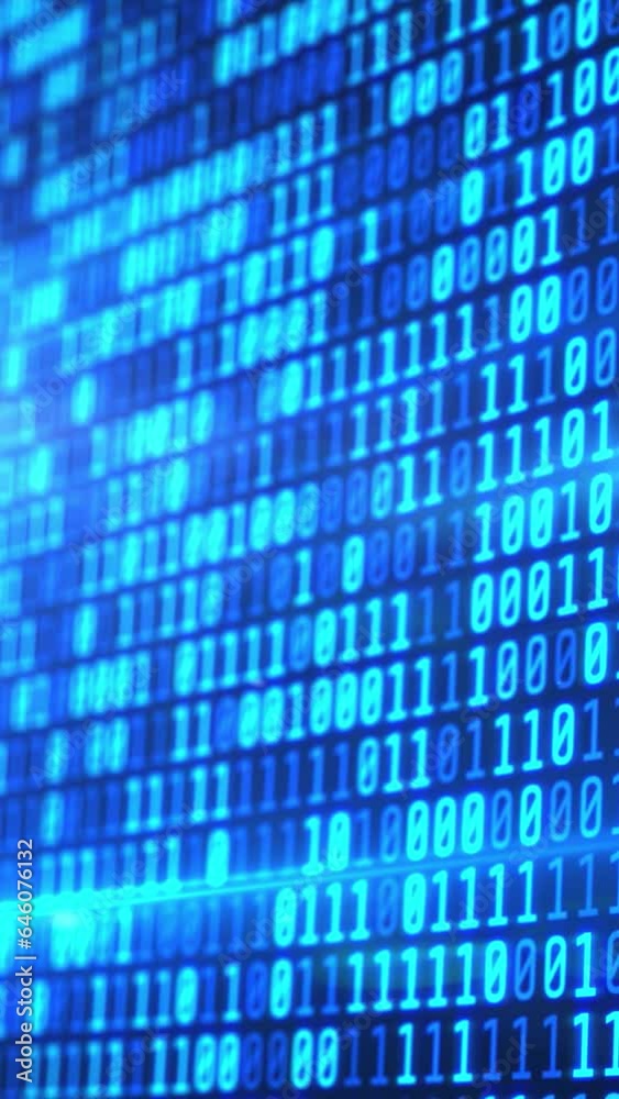 A moving array of binary code. A moving array of binary code.