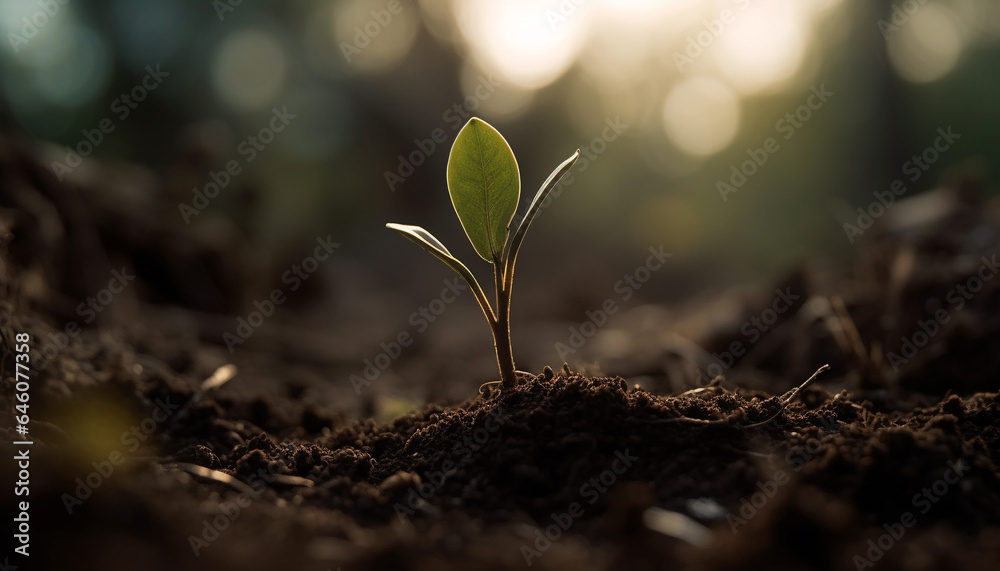 New life emerges from seedling in fresh springtime environment generated by AI New life emerges from seedling in fresh springtime environment generated by AI