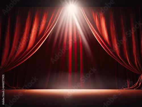 red curtain on the theater stage. ai generative