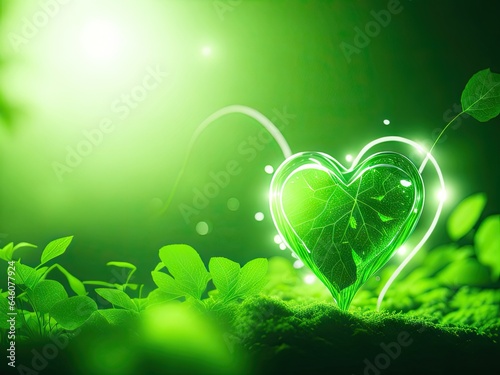 green heart environmental protection concept. ai generative