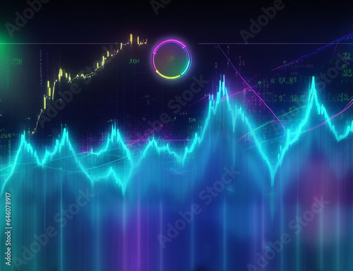 cyan blue glowing neon lines representing a growing graph