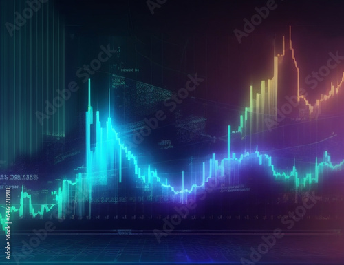cyan blue glowing neon lines representing a growing graph