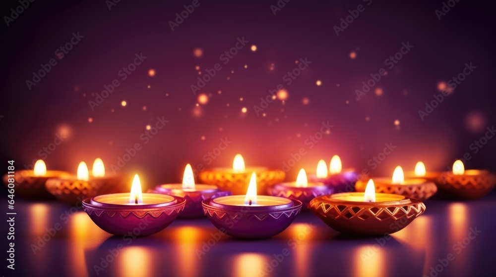 Burning diya oil lamp. Traditional symbol of Indian Happy Diwali Festival banner. Celebration festival of light colorful Background with diyas.. Burning diya oil lamp. Traditional symbol of Indian Happy Diwali Festival banner. Celebration festival of light colorful Background with diyas..