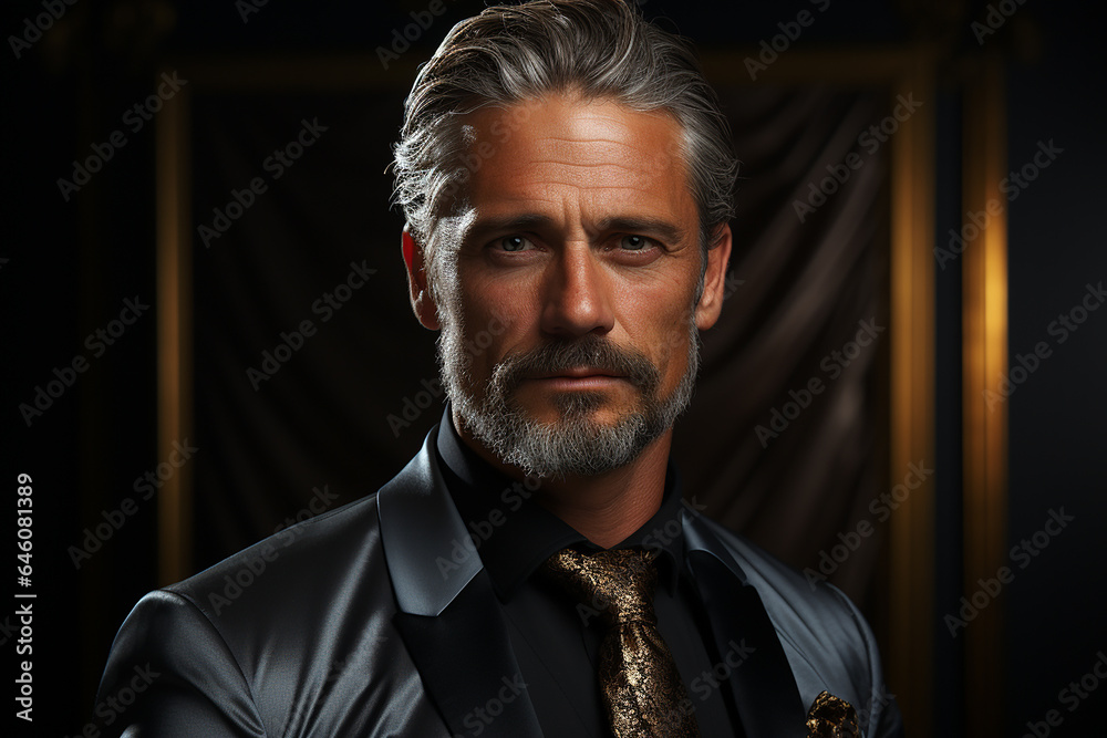 Fototapeta premium Studio portrait of middle age man on different colours background