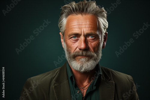 Studio portrait of middle age man on different colours background