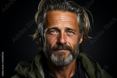 Studio portrait of middle age man on different colours background © gaukharyerk