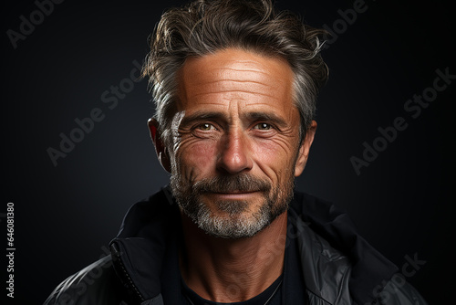 Studio portrait of middle age man on different colours background © gaukharyerk