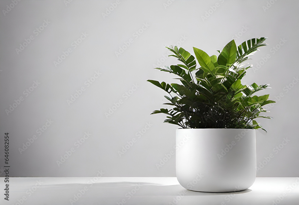 plant in a vase in minimal white style
