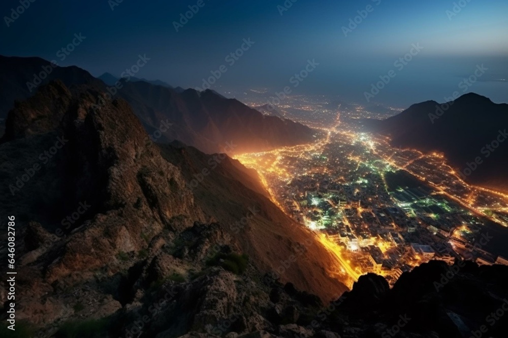 breathtaking panorama of Taif, Saudi Arabia. Generative AI