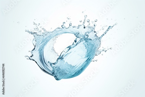 A round splash of refreshing water. Clean, sparkling, and isolated on a white background. Representing a healthy and abstract beverage. Generative AI