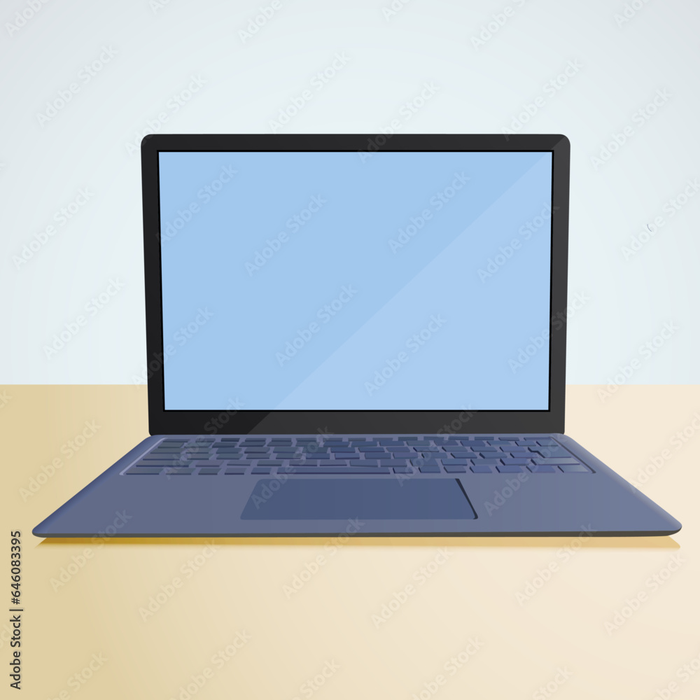 Laptop with blank screen GREY color isolated on TABLE BACKGROUND Laptop with blank screen GREY color isolated on TABLE BACKGROUND