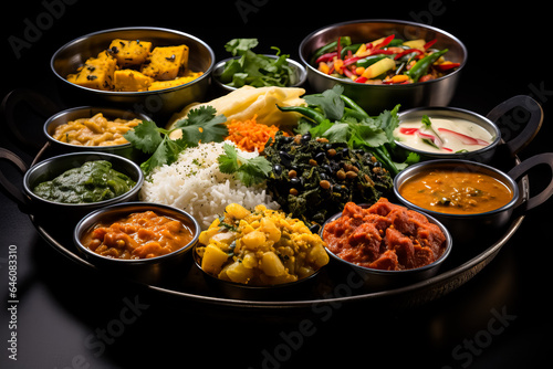 Various Indian dishes displayed on a black background showcasing the vibrant flavors of India 
