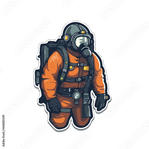 diving suit professional carton illustration