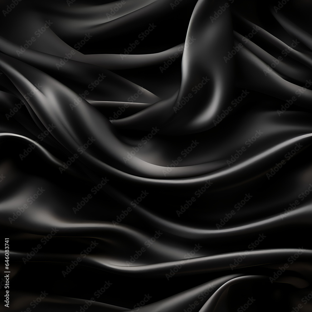 Fototapeta premium Seamless Black Satin texture pattern, Shiny black fabric 