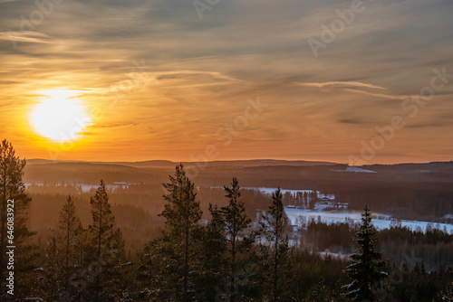 Beautiful sunrise over Swedish lapland