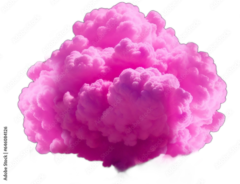 Explode pink clouds shapes on transparent backgrounds 3d illustrations png. Generative AI