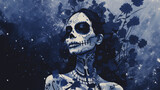 Skull · Dia de los Muertos Style · Day of the Dead · Mexican Art · Halloween · Grunge Art · Risograph Art Print · Digtal Art