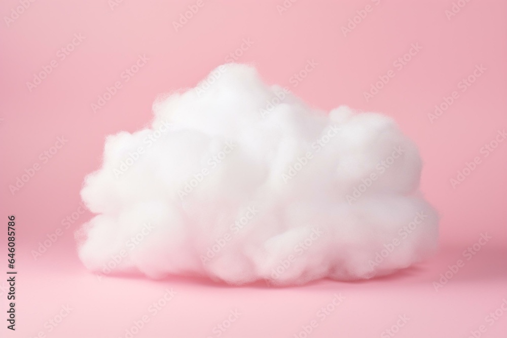 Fluffy cloud on pink background. Generative AI