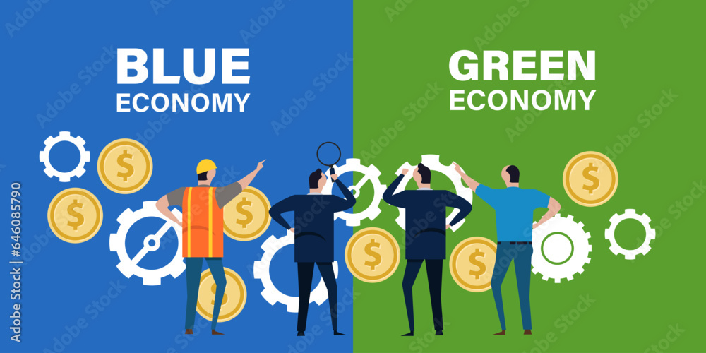 Blue economy and green economy concept of sustainable marine and forest business Blue economy and green economy concept of sustainable marine and forest business
