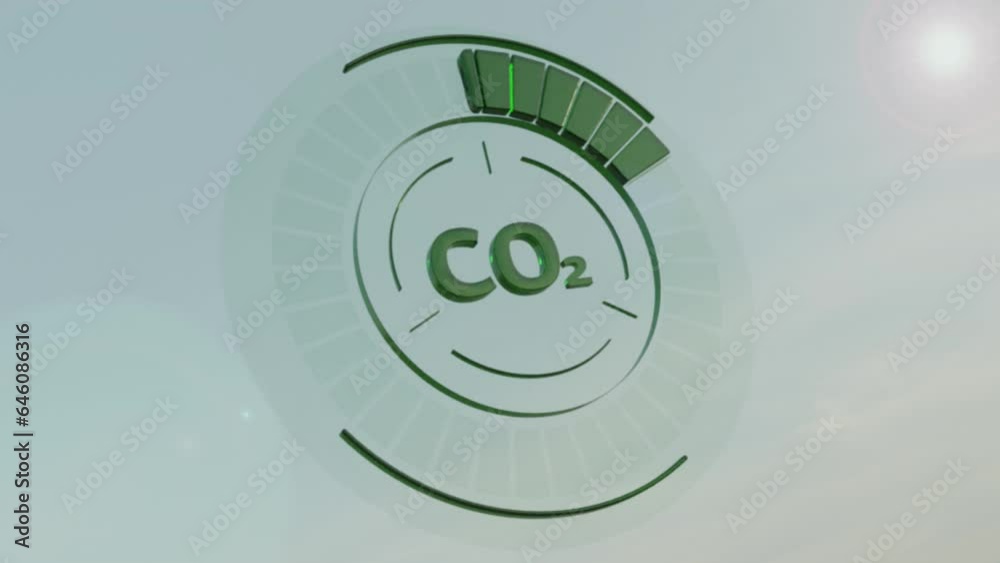 Carbon dioxide dial CO2 reduction animation representing sustainable ...