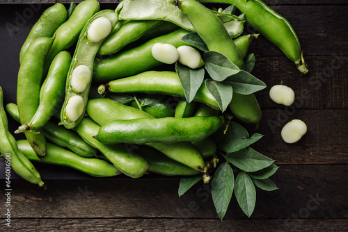 Green fava beans.