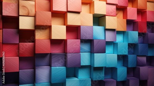 Stacked of multi colored wooden blocks