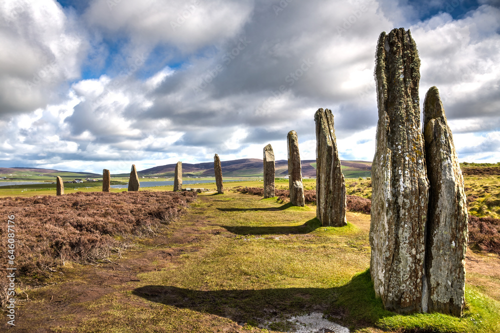 Ring of Brodgar standing stones, Orkney, Scotland.