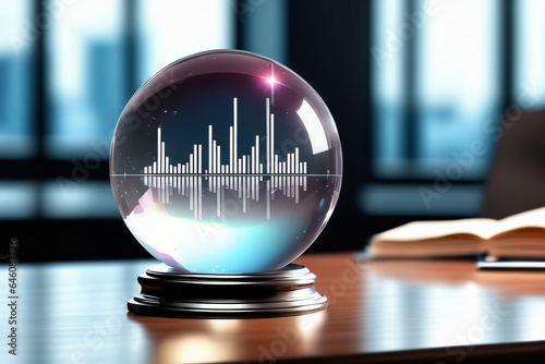 Kristallkugel mit Wirtschafts-Chart close up