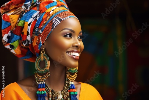 Side view of smiling african woman in traditional wear © rushay