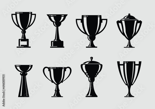 Vector winner cup set icons. Trophy line icon. Symbol or emblem. vector illustration