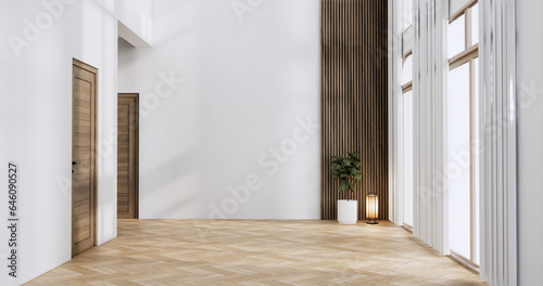 Wallpaper Mural white Empty wooden room, Cleaning japan room interior, 3D rendering Torontodigital.ca