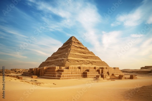 Travel to Saqqara Necropolis in Egypt showcasing the historic Giza Pyramids. Generative AI