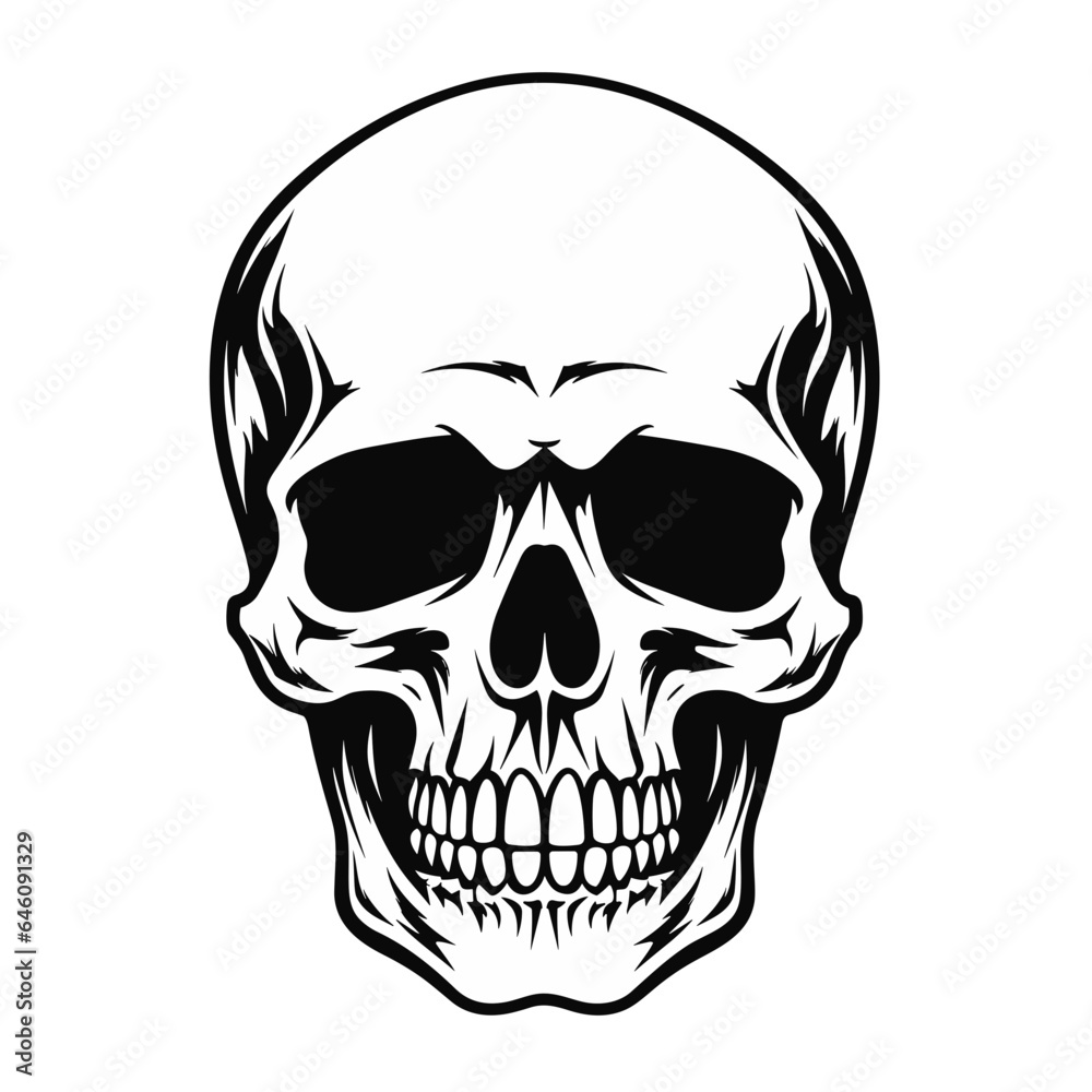 Einfaches Totenkopf Porträt in schwarz-weiß