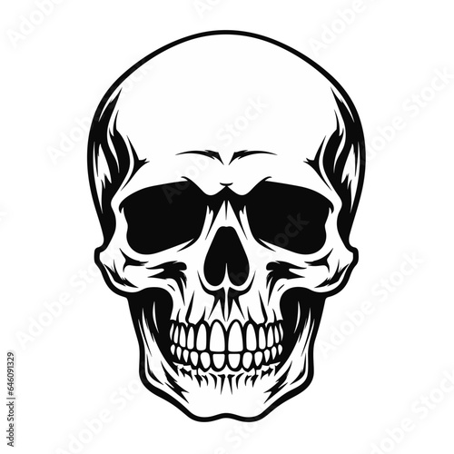 Einfaches Totenkopf Porträt in schwarz-weiß photo