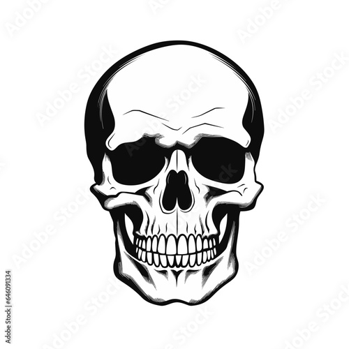Einfaches Totenkopf Porträt in schwarz-weiß 
