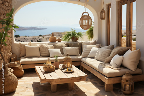 External design splendid terrace with a large and comfortable sofa for moments of relaxation during sunny holidays