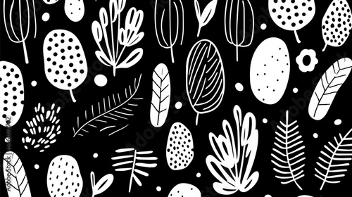 Abstract organic shapes of flower patterns, minimalistic background with abstract shapes, 2D vector illustration.