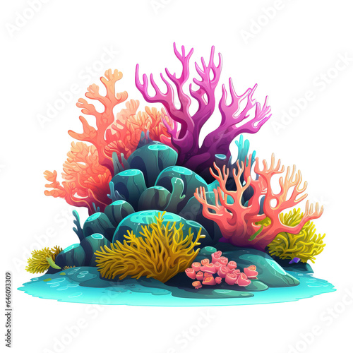 Fototapeta Naklejka Na Ścianę i Meble -  coral reef isolated PNG on transparent background cutout