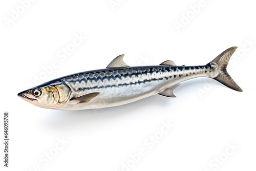 A mackrel fish on a plain white background created with Generative AI technology