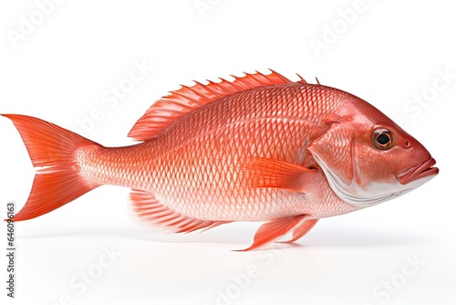 A vibrant red snapper fish against a clean white background created with Generative AI technology