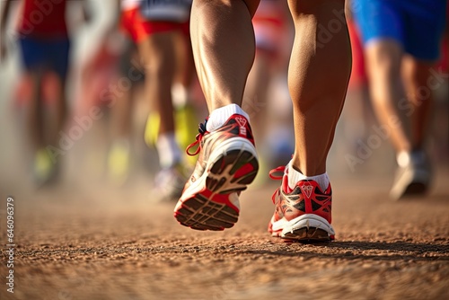 People running on a dirt road created with Generative AI technology