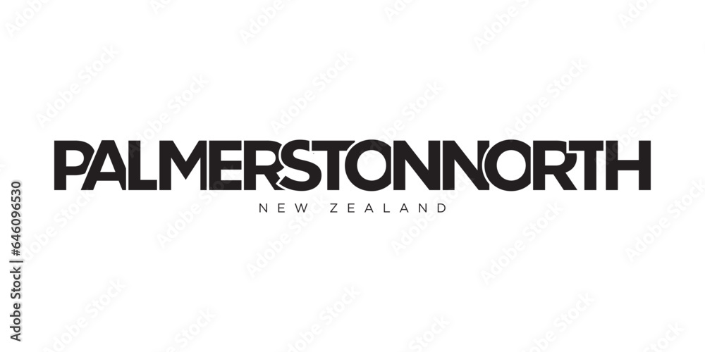 Palmerston North in the New Zealand emblem. The design features a geometric style, vector illustration with bold typography in a modern font. The graphic slogan lettering. Palmerston North in the New Zealand emblem. The design features a geometric style, vector illustration with bold typography in a modern font. The graphic slogan lettering.