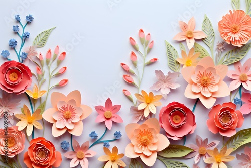 Spring flowers on pastel background.