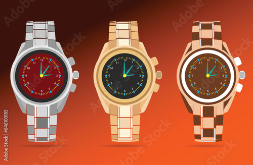 Luxury watch isolated on Black Background Vector illustration
