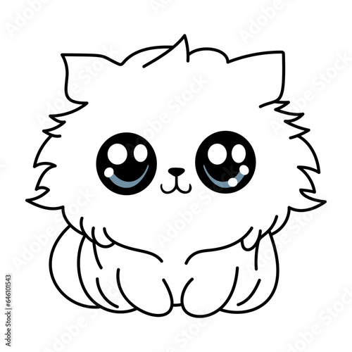 Persian cat kawaii outline coloring vector illustration