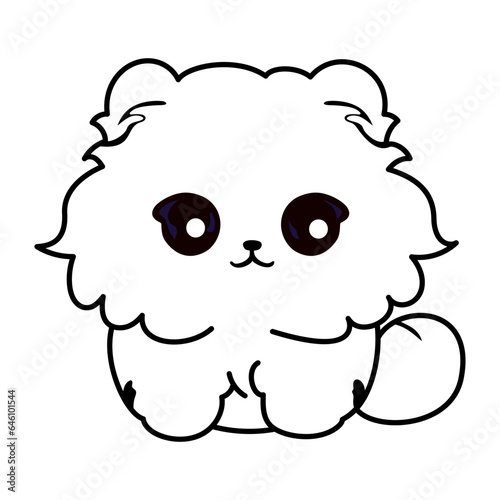 Persian cat kawaii outline coloring vector illustration